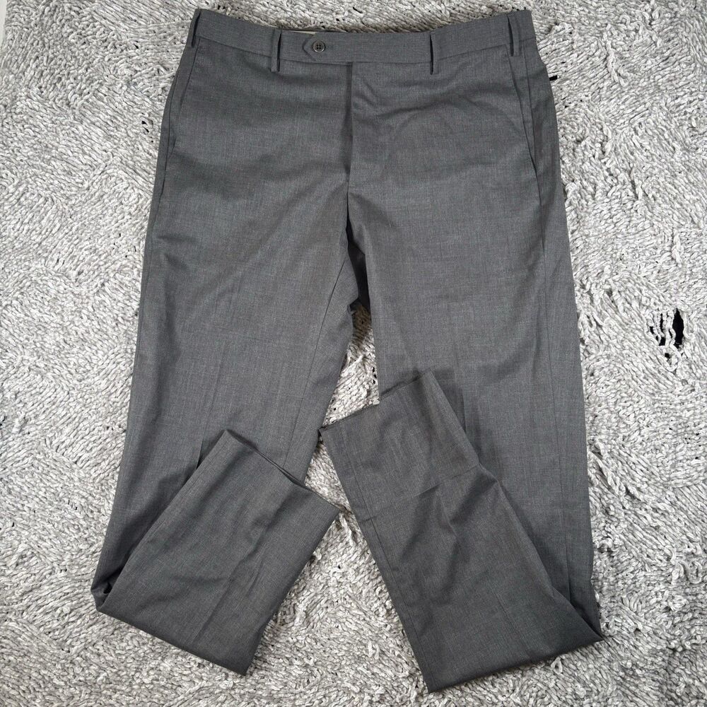 Zanella Parker Dress Pants Mens 36 Stretch Waistband Gray Wool Formal Italy Work